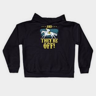 Funny And They're Off Horse Racing Jumping Jockey Gift Idea Kids Hoodie